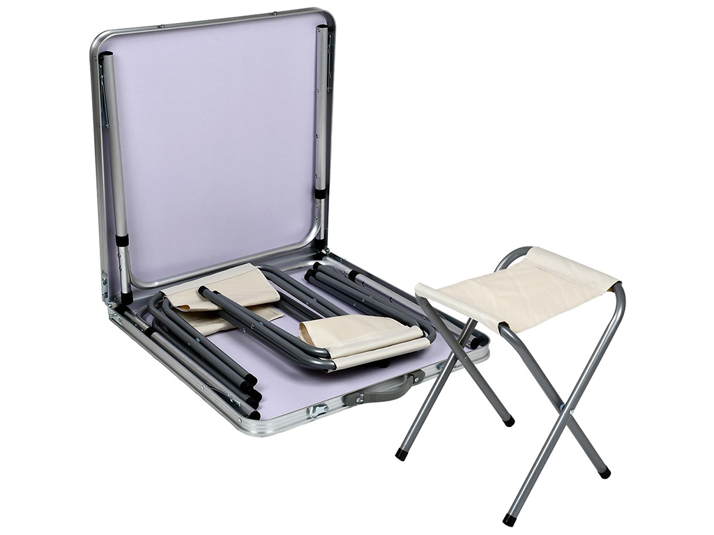 Стіл-чемодан (мдф, алюмінієвий каркас, 4 стільці) 120х60х70см