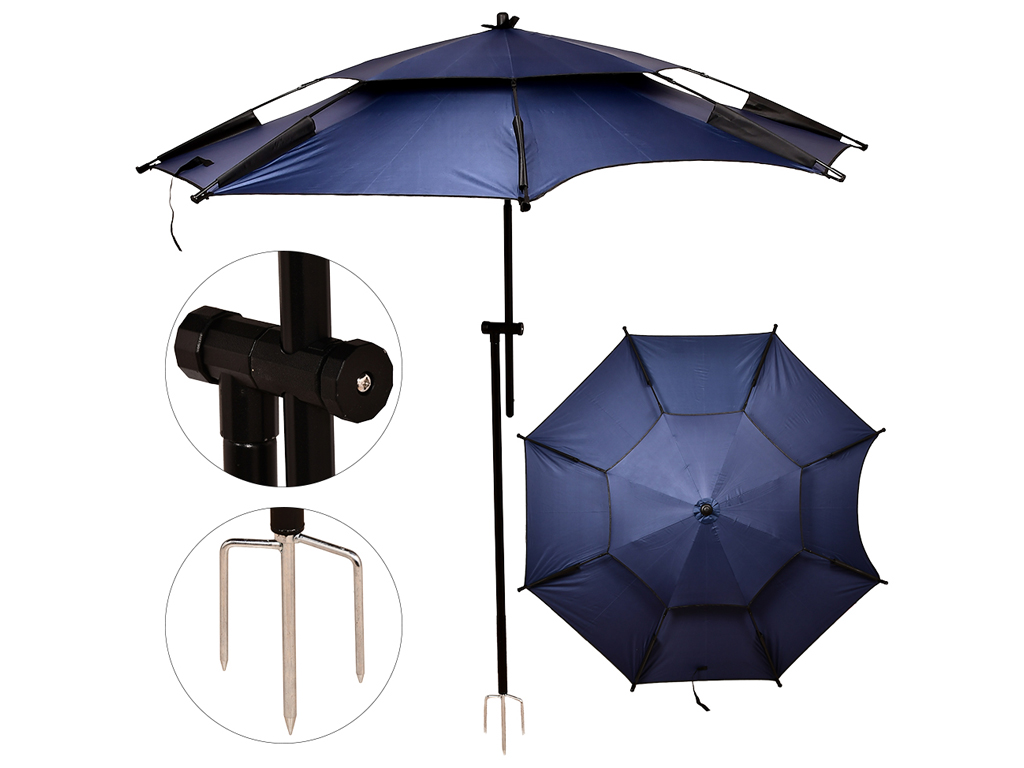 Зонт садовый, регулируемый наклон, антиветер, полиэстер, 2м, цвет голубой