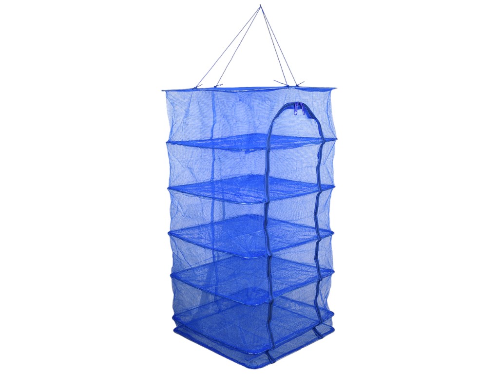 Сетка для сушки рыбы U, 5 ярусов, усиленный каркас, металл, полиэстер, 45×45×95см, цвет синий