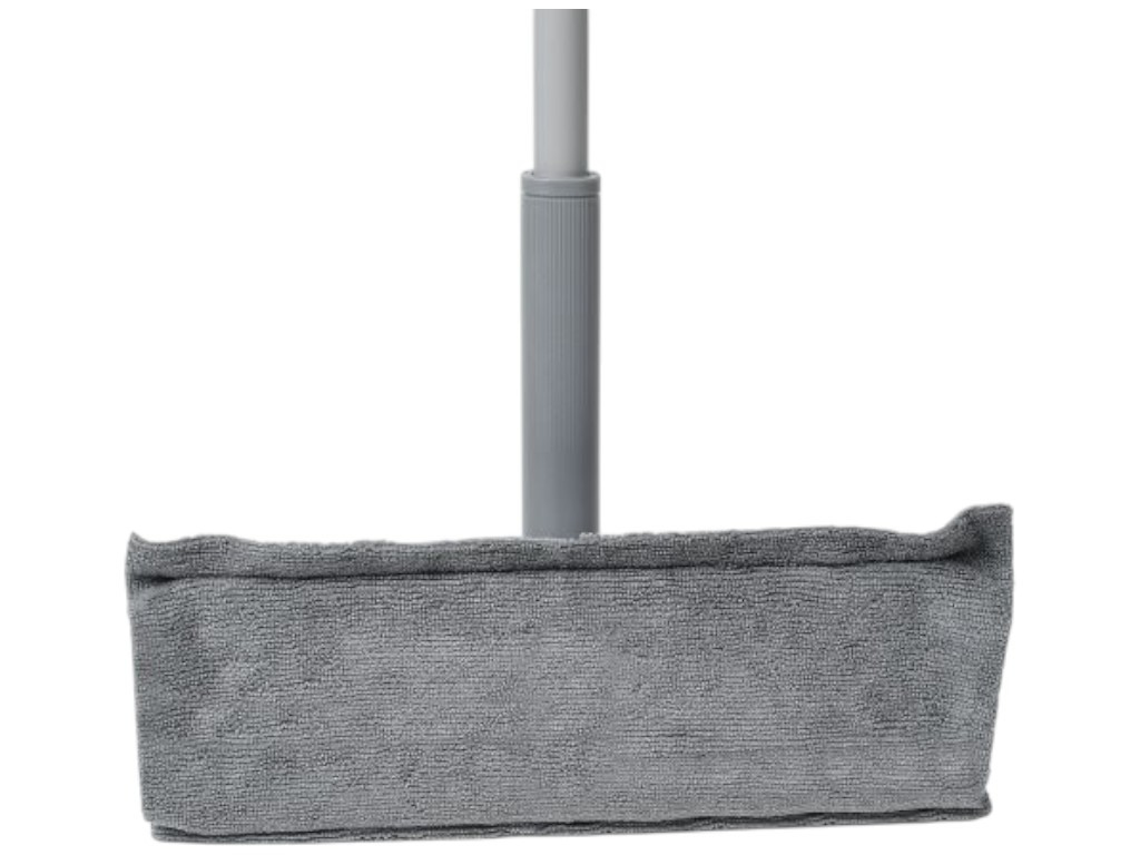 Швабра с захватом Grip, пластик, нержавеющая сталь, микрофибра, 130×25×10см, цвет серый