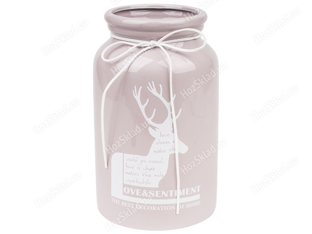 Ваза керамічна Deer 15х15х24,5см колір попелясто-рожевий, в картонній коробці