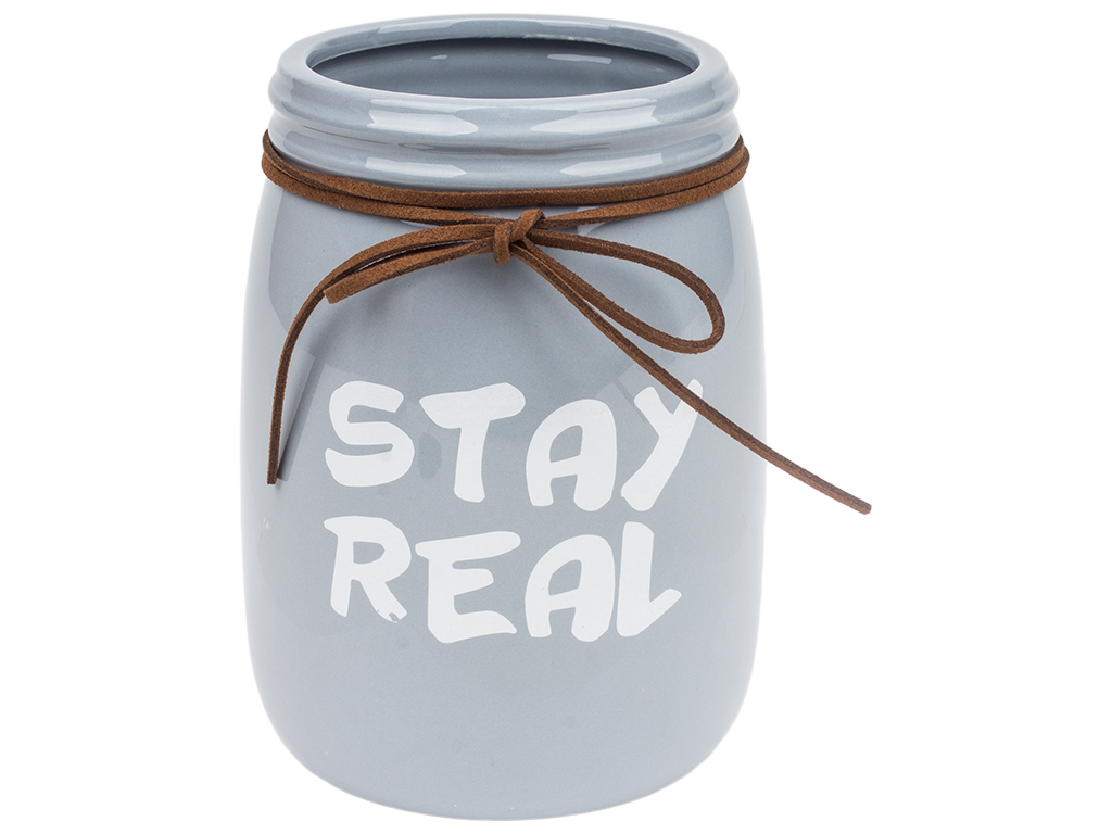 Ваза керамічна "Stay Real" 10,5х10,5х15см колір сірий, в картонній коробці
