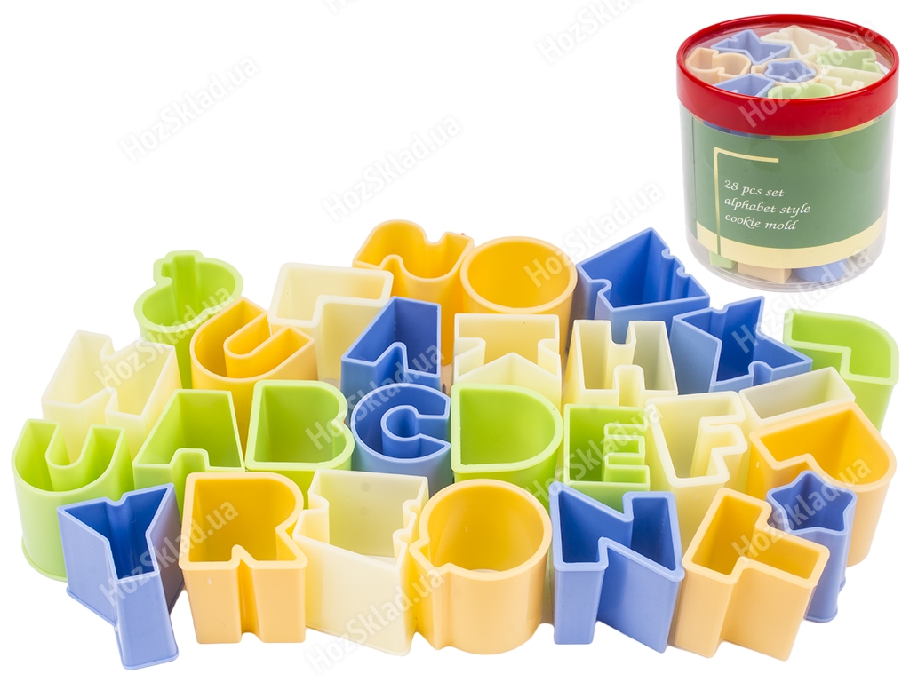 Формы фигурные для печенья пластиковые Буквы (цена за набор 28 предметов)