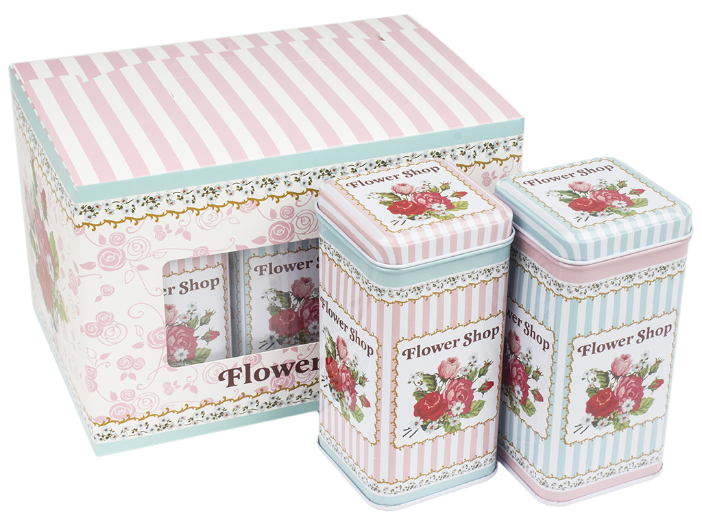 Банки металлические для хранения квадратные 7,5х7,5х14,5см (цена за набор 6 предметов)