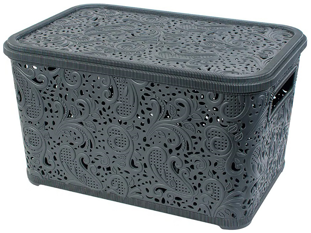 Корзина-плетенка с крышкой Ажур, 1,8л, 15,5х21х9,5см