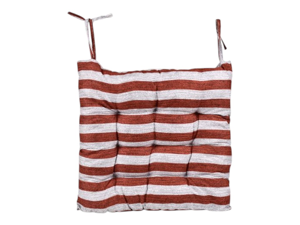 Подушка на стул garden, 40 см, квадратная, с завязками, цвет красно-белый