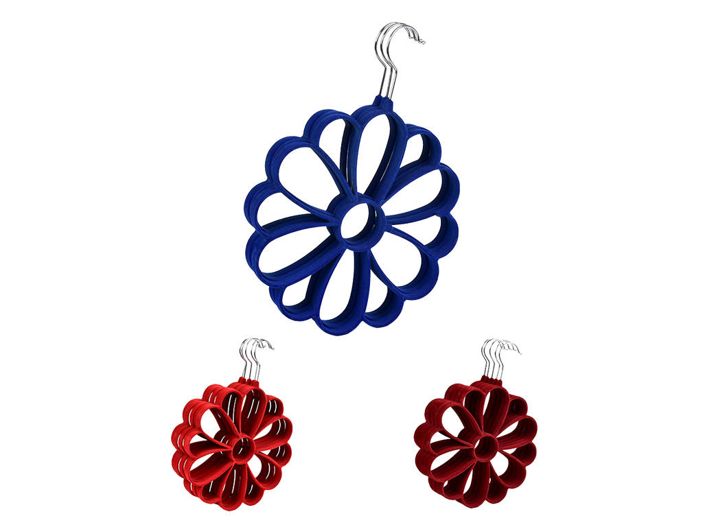 Вішалка з велюровим покриттям для шарфів і шапок, пластик, метал, 24см, рожева (ціна за набір 5шт)