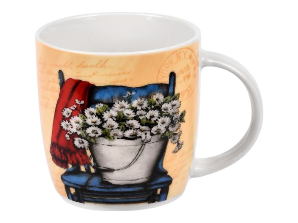 Чашка фарфоровая Flower bouquet, 380 мл, декор цветы