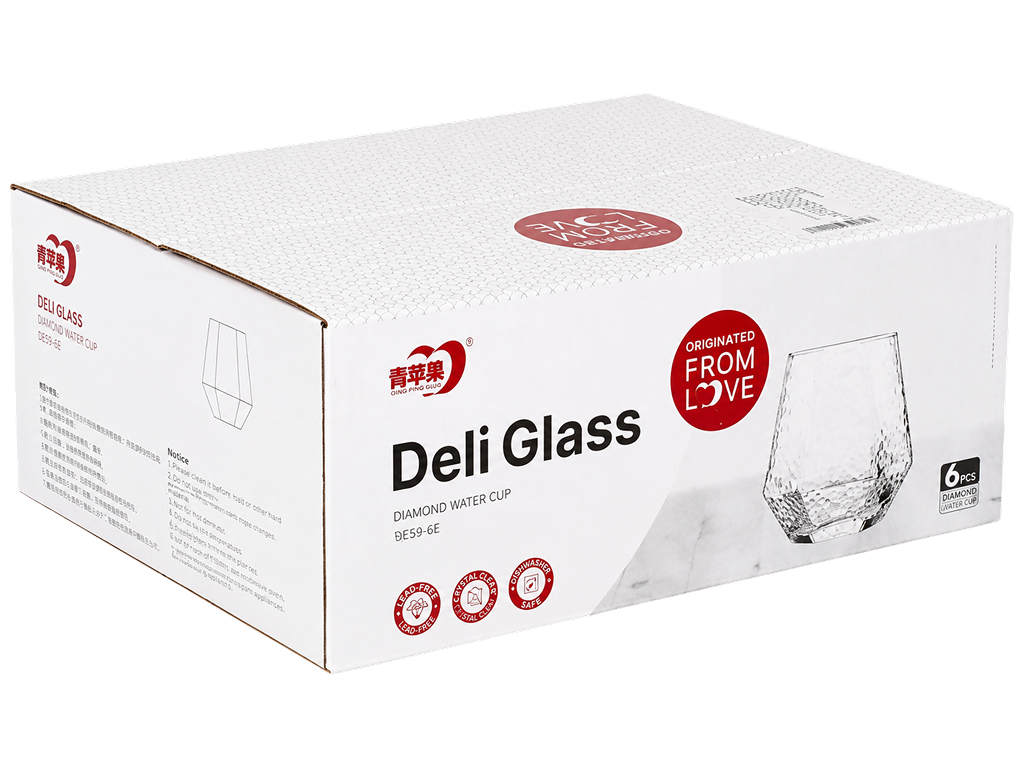 Набір склянок Deli Glass, низькі з гранованим дном, 310 мл, 6 шт (ціна за набір)