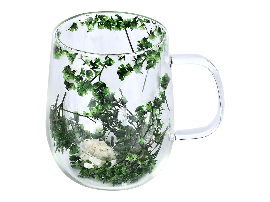 Чашка стеклянная с двойной стенкой Dry flowers, 330мл