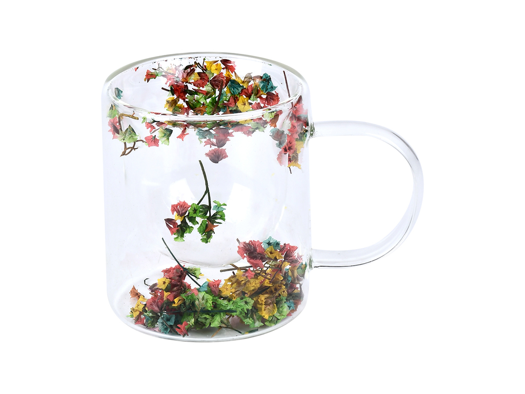 Чашка скляна з подвійною стінкою Dry flowers, 200мл