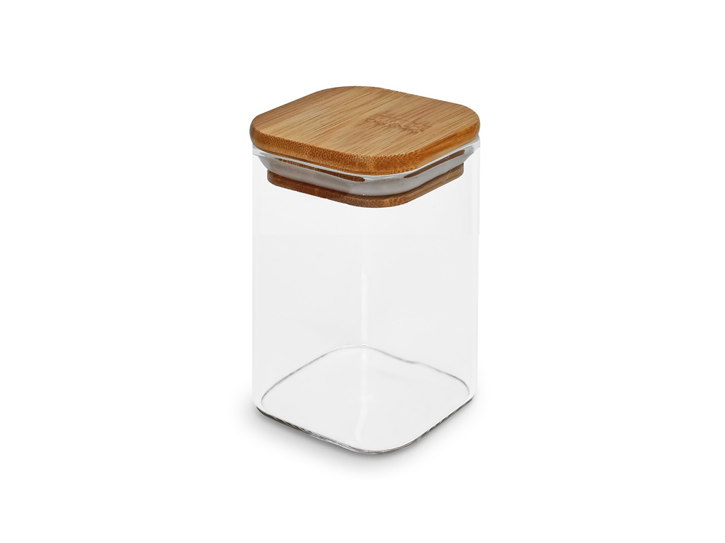 Банка Cube с бамбуковой крышкой, 230мл, 6×8см