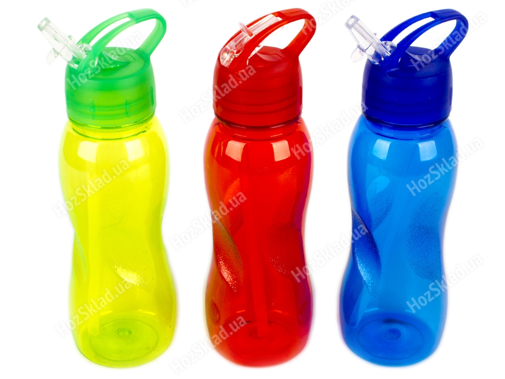 Спортивная бутылка-поилка пластик/силикон 600мл
