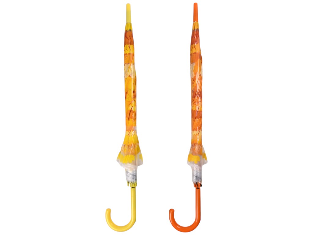 Зонт-трость Осень, полуавтомат, 8 спиц, ПВХ, металл, пластик, 120см, цвет оранжевый