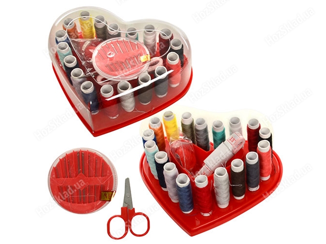 Швейный набор в коробке Сердце (цена за набор 18 предметов) 14x12см