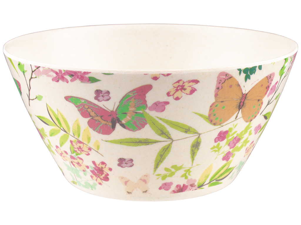 Миска бамбуковая глубокая "Бабочки" D14,5см