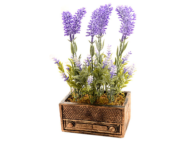 Искусственные цветы в горшке "Лаванда в радио" 19x14x22cм