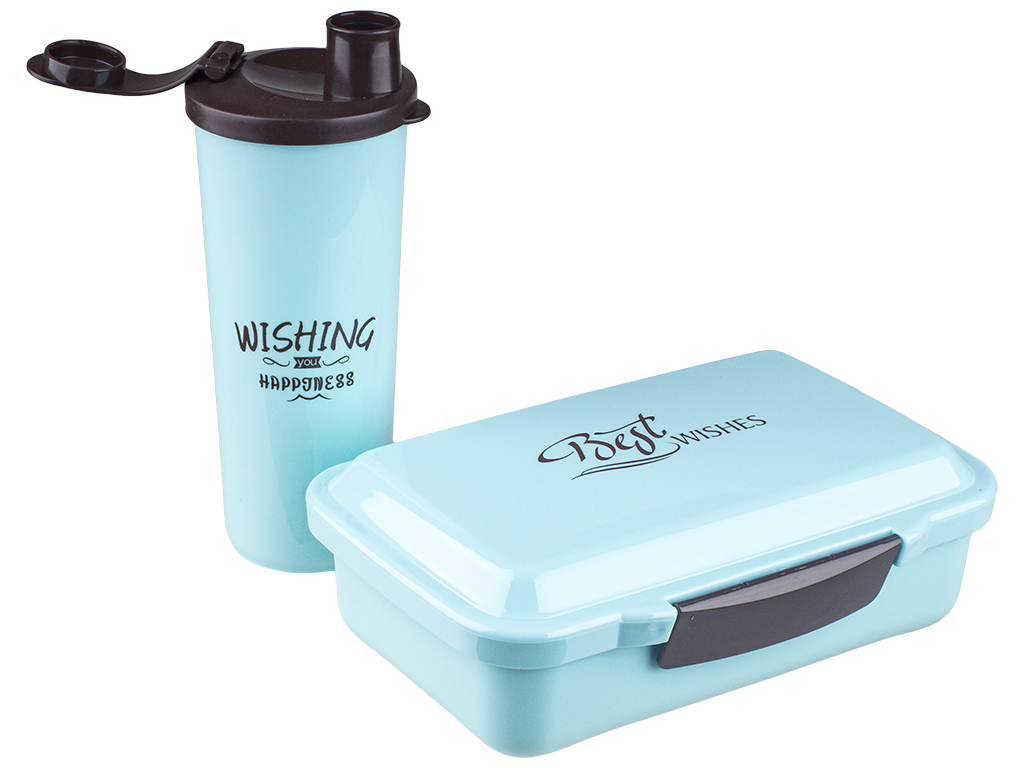 Набор для ланча детский "Best wishes" (бокс 700мл, поилка 470мл, ложка-вилка, разделитель)