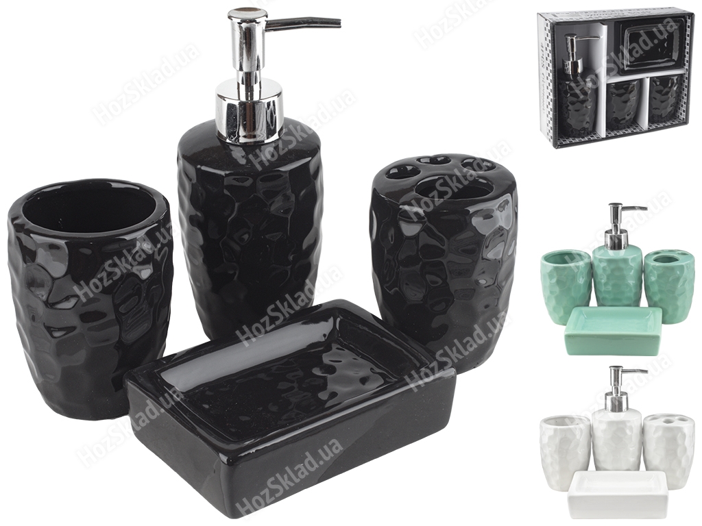 Купить Набор аксессуаров для ванной комнаты керамический (цена за набор 4 предмета) - фото 2