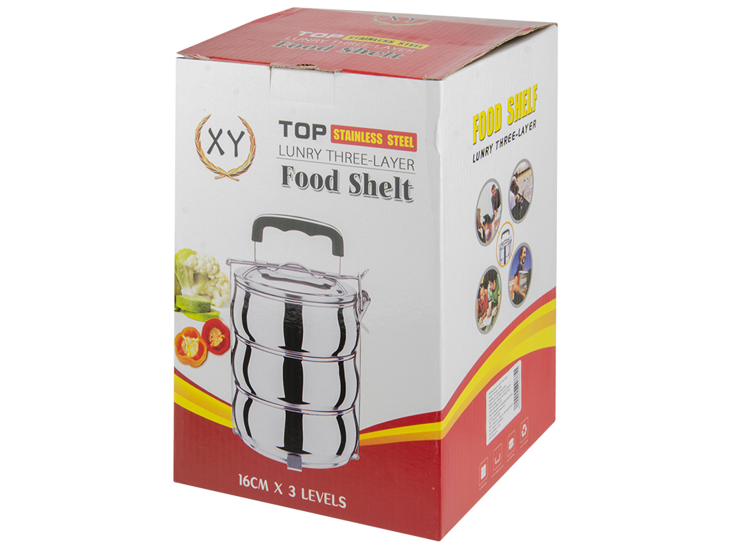 Контейнер пищевой, нержавеющая сталь D16см 18х16х24,2см 1л (цена за набор 3шт)