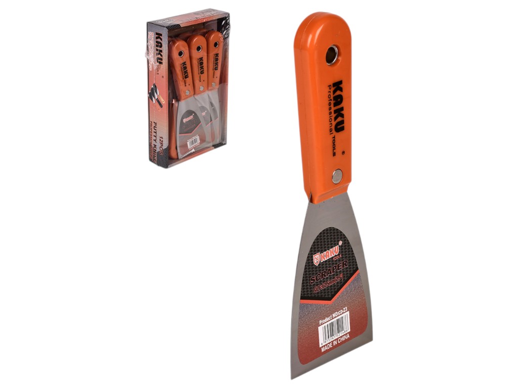 Шпатель, металлическое лезвие, пластиковая ручка, 190×65 мм, цвет оранжевый