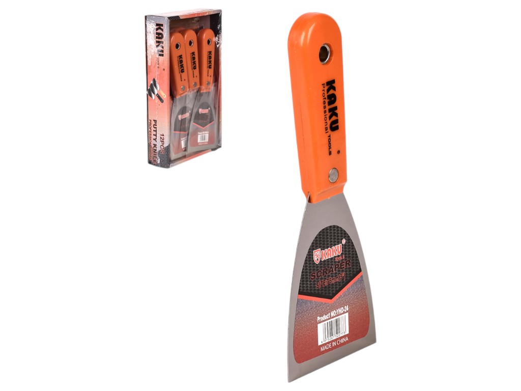 Шпатель, металлическое лезвие, пластиковая ручка, 190×75мм, цвет оранжевый