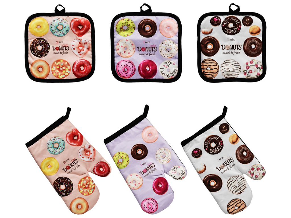 Рукавиця-прихватка Donuts, 16x25/17x17см (ціна за набір 2 предмети)