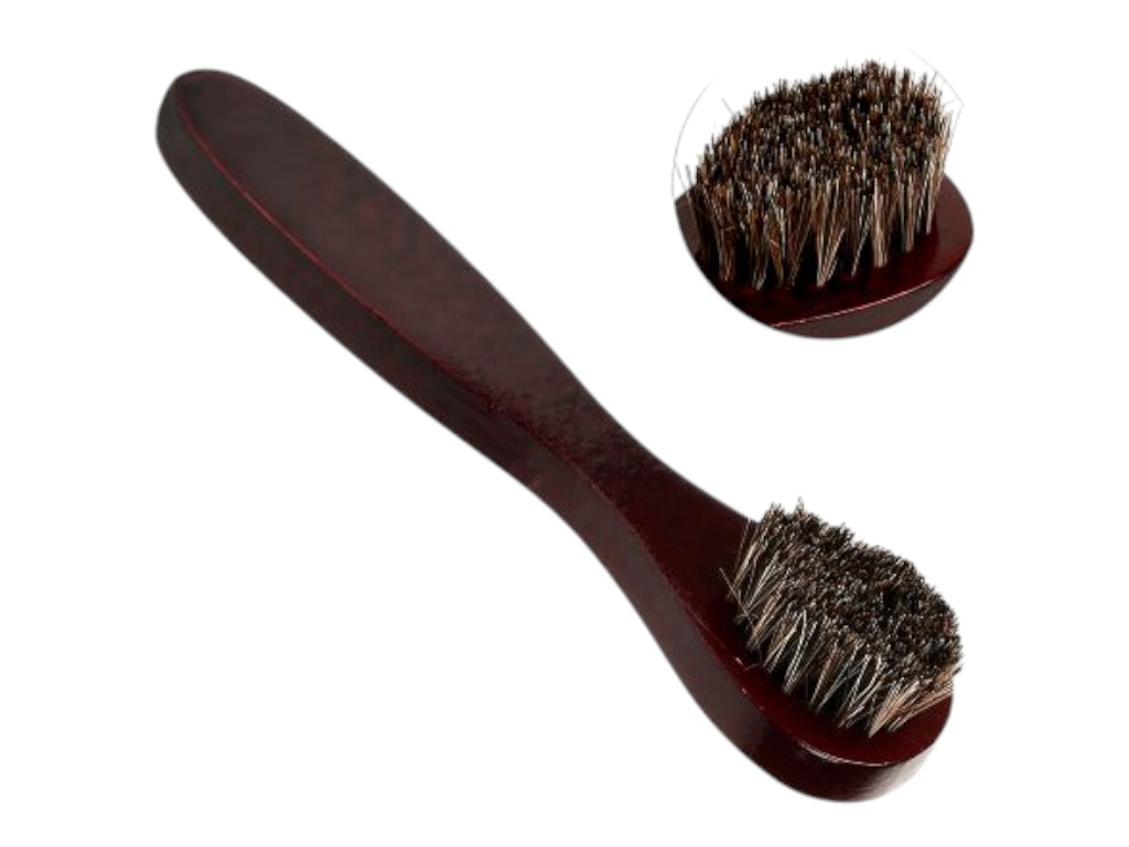 Щётка для обуви, натуральный ворс, деревянная ручка 17 см, цвет тёмно-коричневый