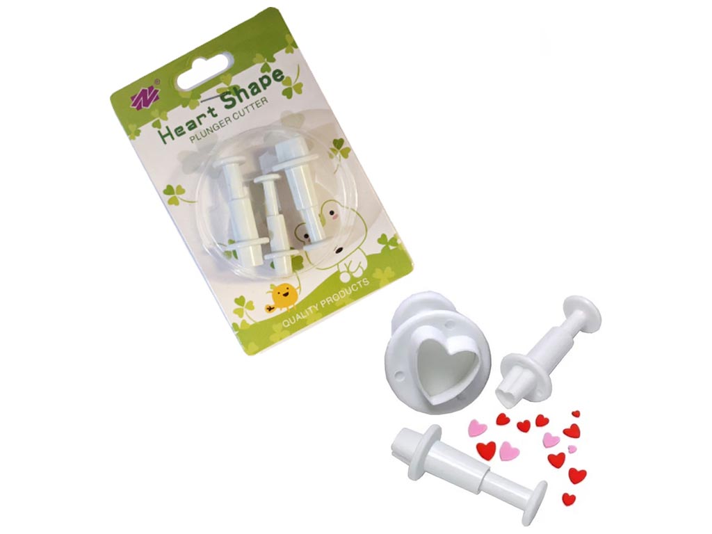 Плунжер кондитерский для печенья, мастики Hearts, 14x9см (цена за набор 3 предмета)