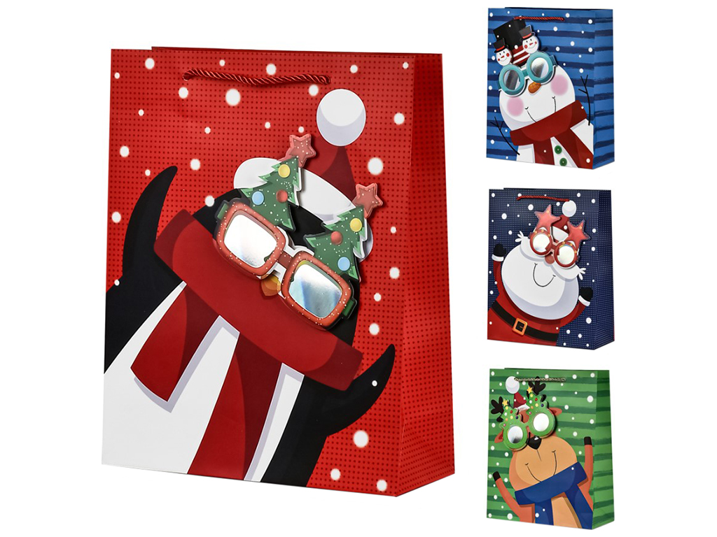 Пакет новорічний паперовий S Cool glasses 3D, 18х23х8см