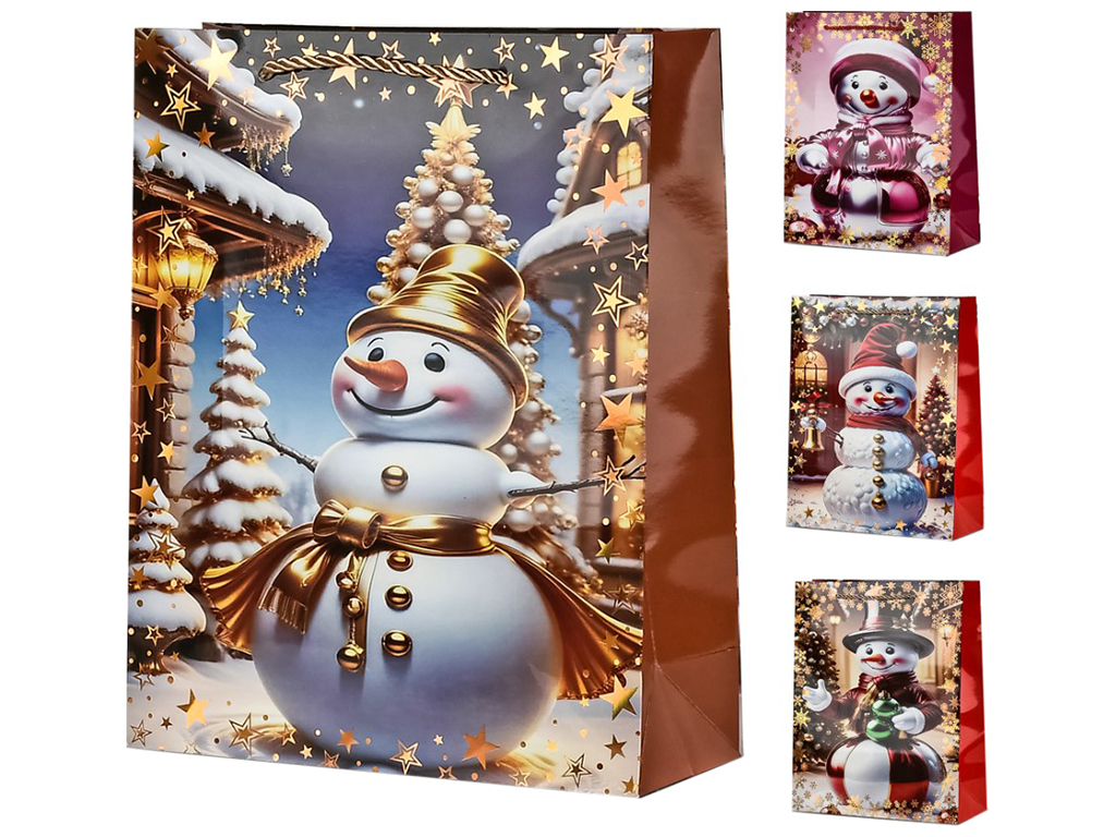 Пакет новорічний паперовий S Snowman, 18х23х8см