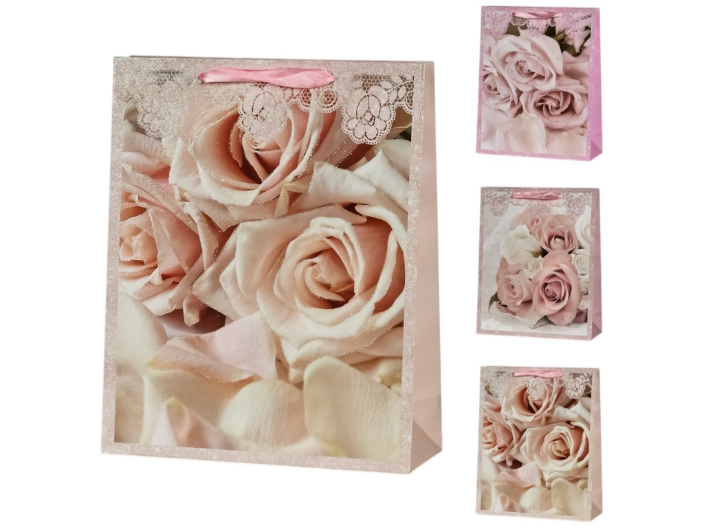 Пакет подарунковий Flowers, папір, 18х23х10см, 4 дизайни (ціна за 1шт)