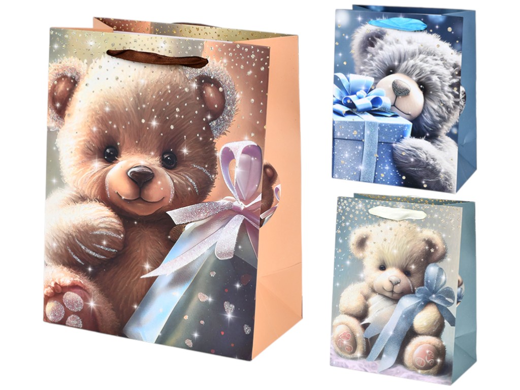 Пакет подарунковий Teddy, папір, 18х23х10см, 4 дизайни (ціна за 1шт)
