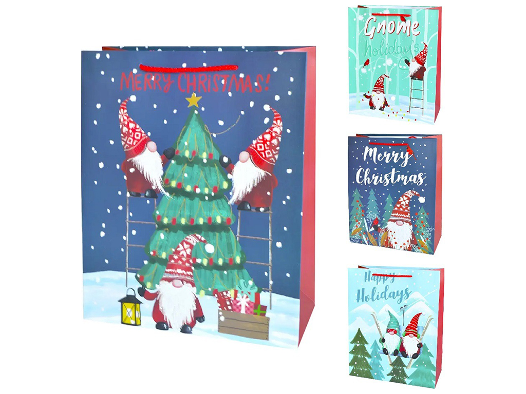 Пакет новогодний бумажный M Happy holidays, 26х32х12см