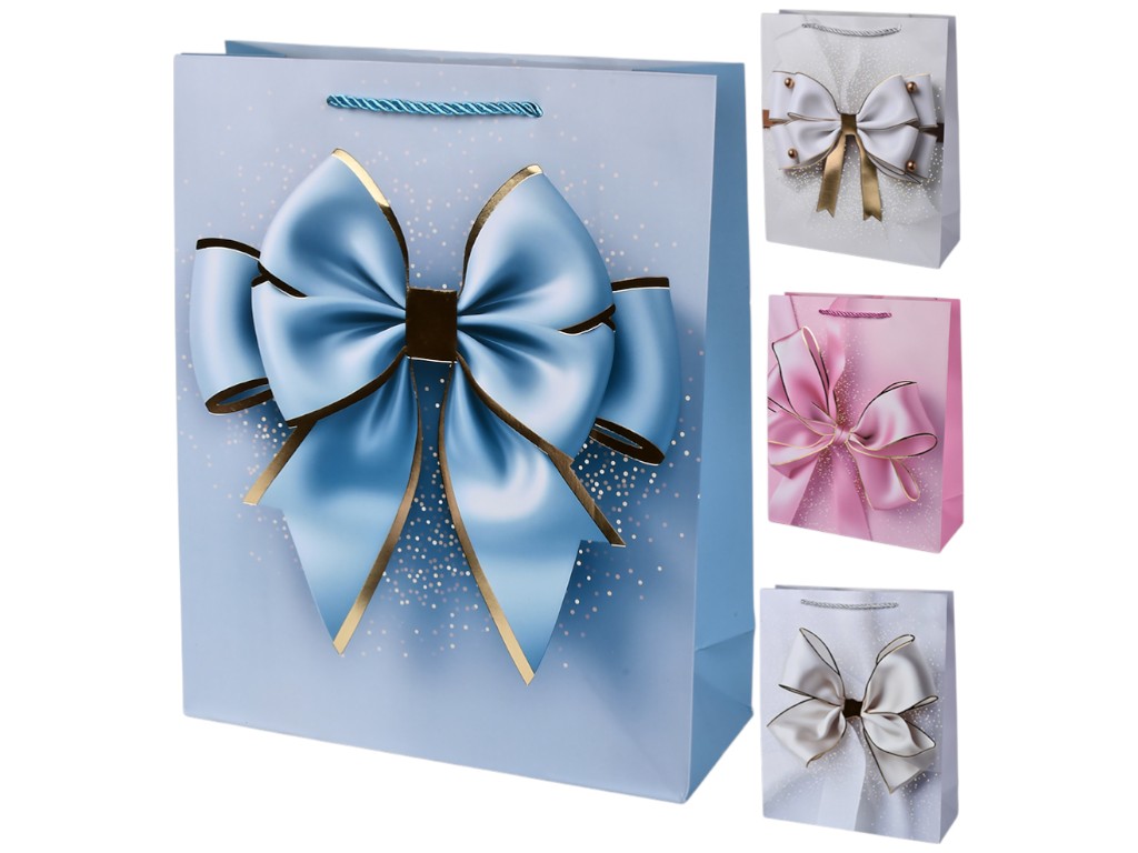 Пакет подарунковий Super bow, папір, 18х23х10см, 4 дизайни (ціна за 1шт)