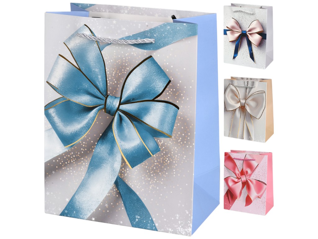 Пакет подарунковий Bow, папір, 18х23х10см, 4 дизайни (ціна за 1шт)