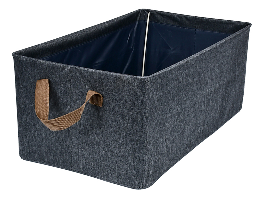 Коробка складна для зберігання речей, сіра, поліестер, 47×27×19см