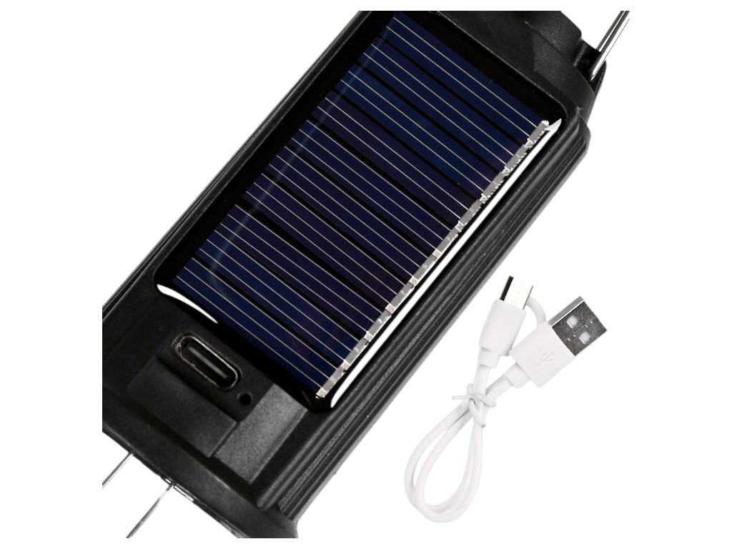 Лампочка LED + солнечная панель, аккумулятор, 5W, 400 мА·ч, пластик, металл, цвет черный