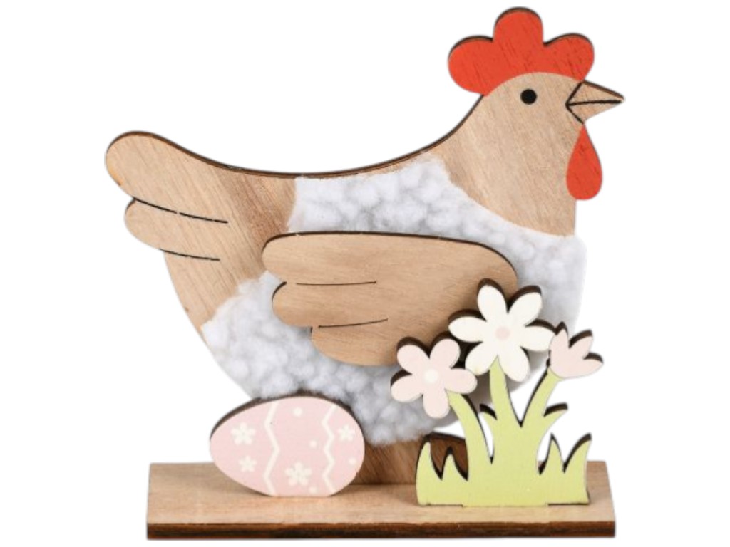 Декор великодній Chiken, дерево, 12,5см, колір бежевий