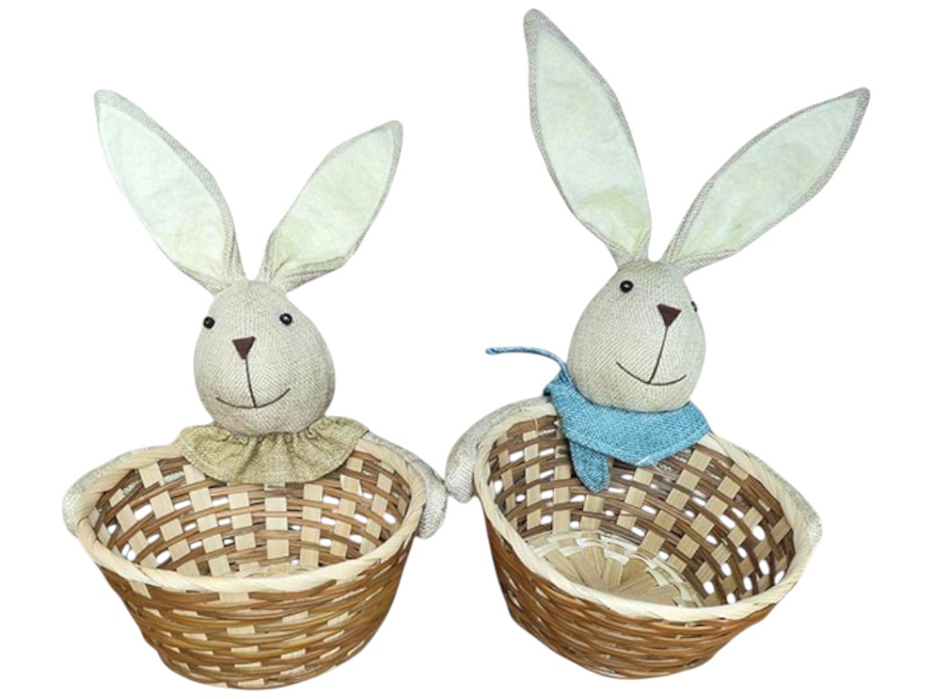 Кошик великодні Easter Bunny, бамбук, поліестер, 20см (ціна за 1шт)