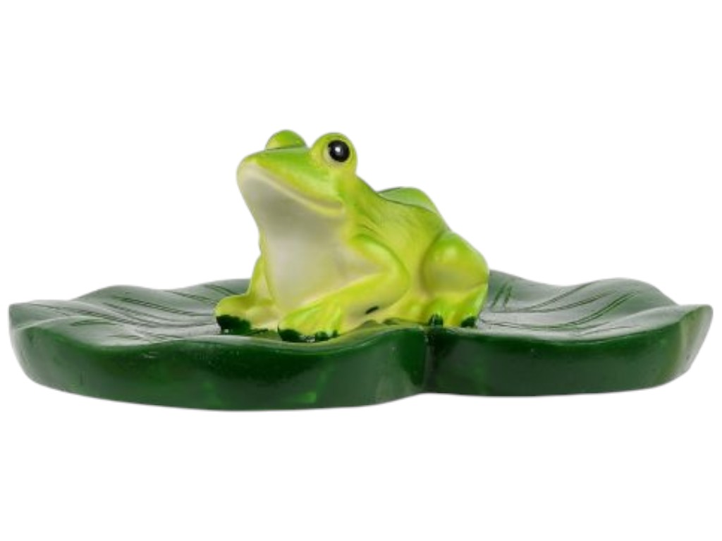 Фигурка для цветочного горшка Frog on a water lily, полирезина, 10см, цвет зелёный