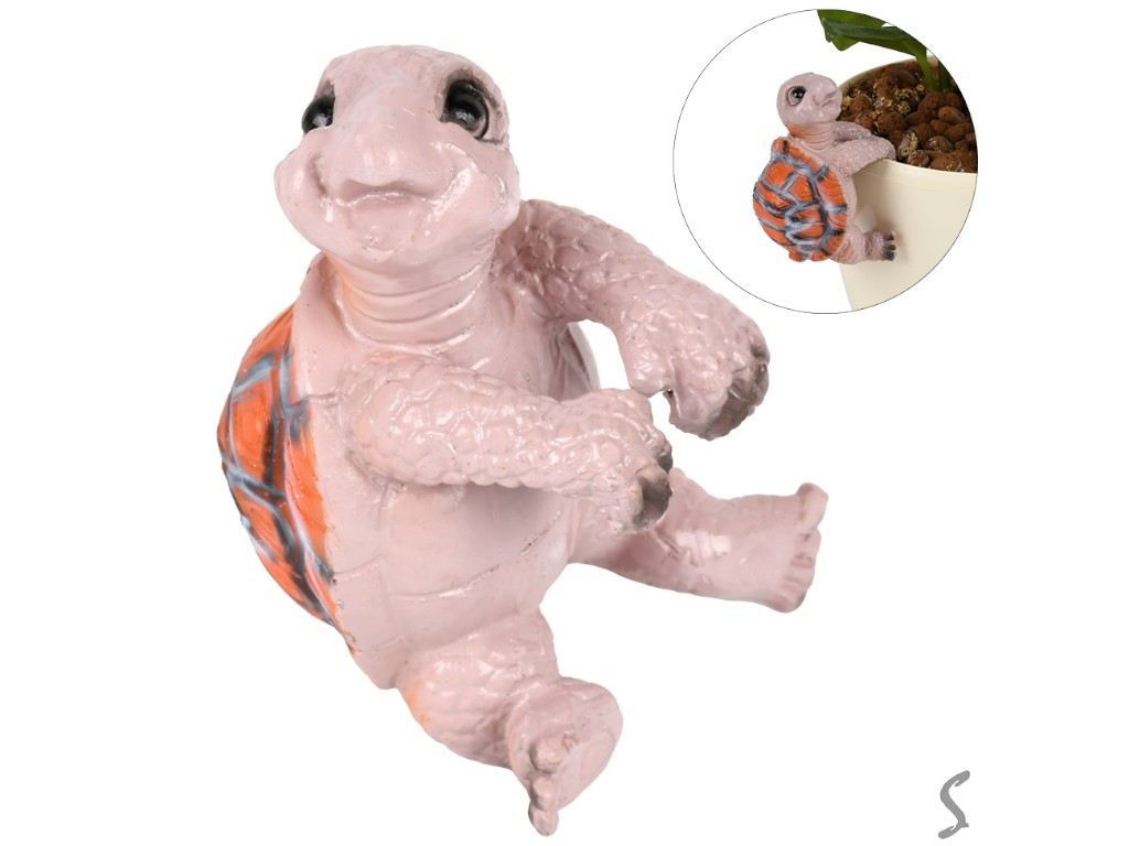 Фигурка для цветочного горшка Turtle, полирезина, 9см, цвет розово-коричневый