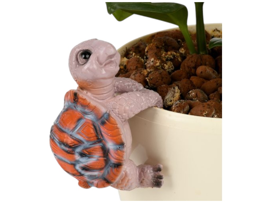 Фигурка для цветочного горшка Turtle, полирезина, 9см, цвет розово-коричневый