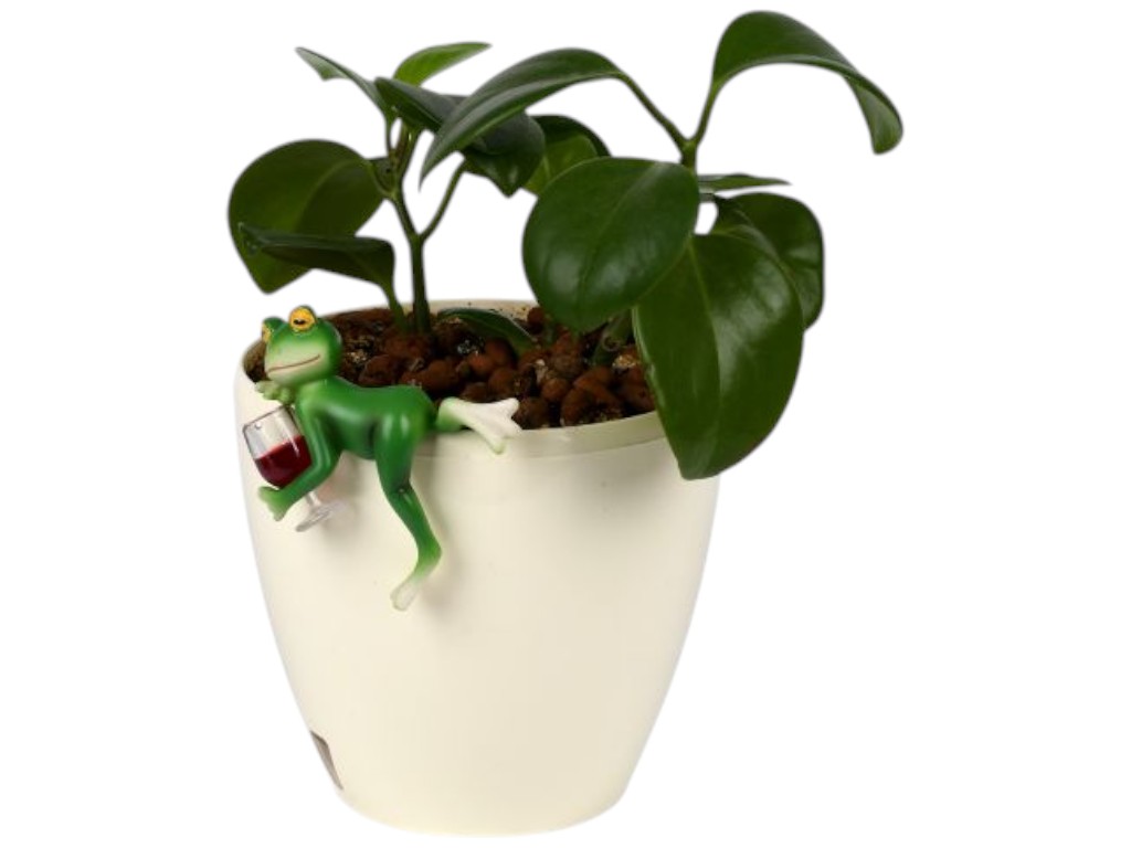Фигурка для цветочного горшка Funny frog, полирезина, 10см, цвет зелёный