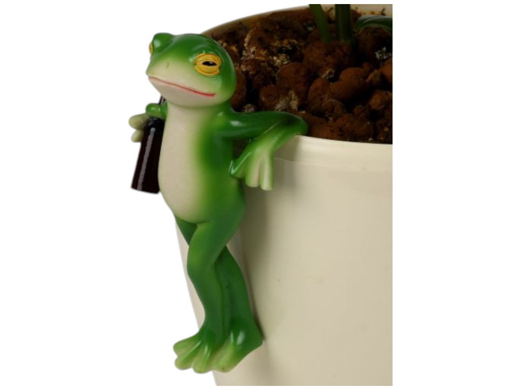 Фигурка для цветочного горшка Funny frog, полирезина, 12см, цвет зелёный