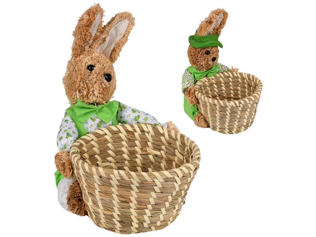 Корзина пасхальная с зайцем, лоза, ткань, 18×10см (цена за 1шт)