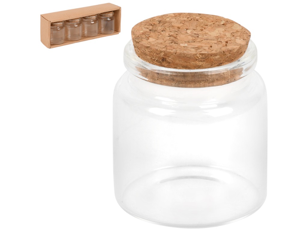 Банка с корковой крышкой, стекло, 50мл, цвет прозрачный (цена за набор 4шт)