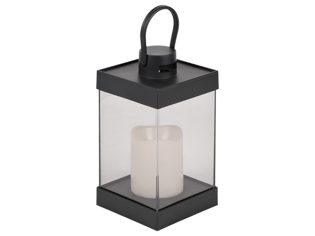 Лампа-ліхтар із підсвічуванням, пластик, 19см, колір чорний
