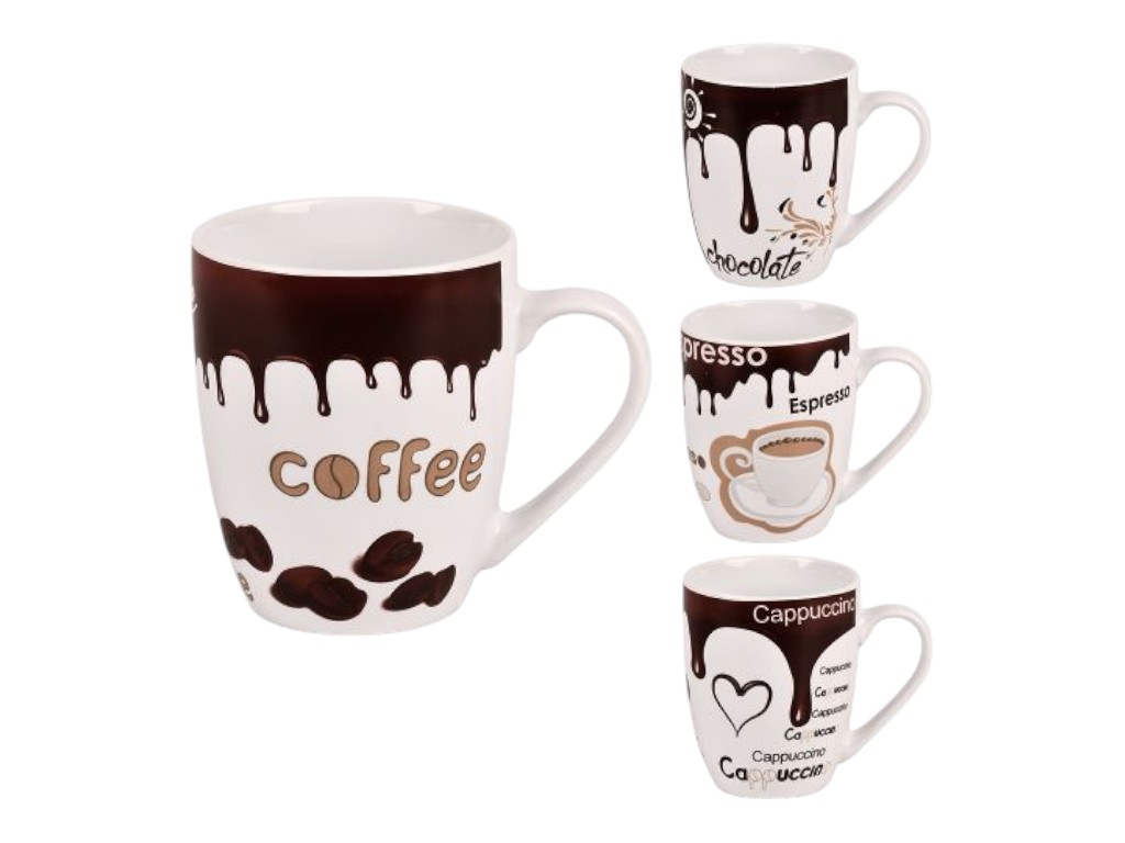 Чашка порцелянова Coffee, 360 мл, декор кави, колір білий