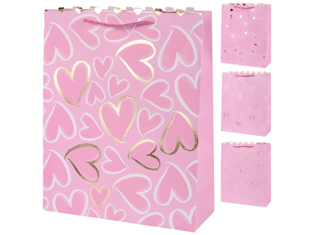 Пакет подарочный Whith Love, бумага, 18х24х8,5см, 4 дизайна (цена за 1шт)